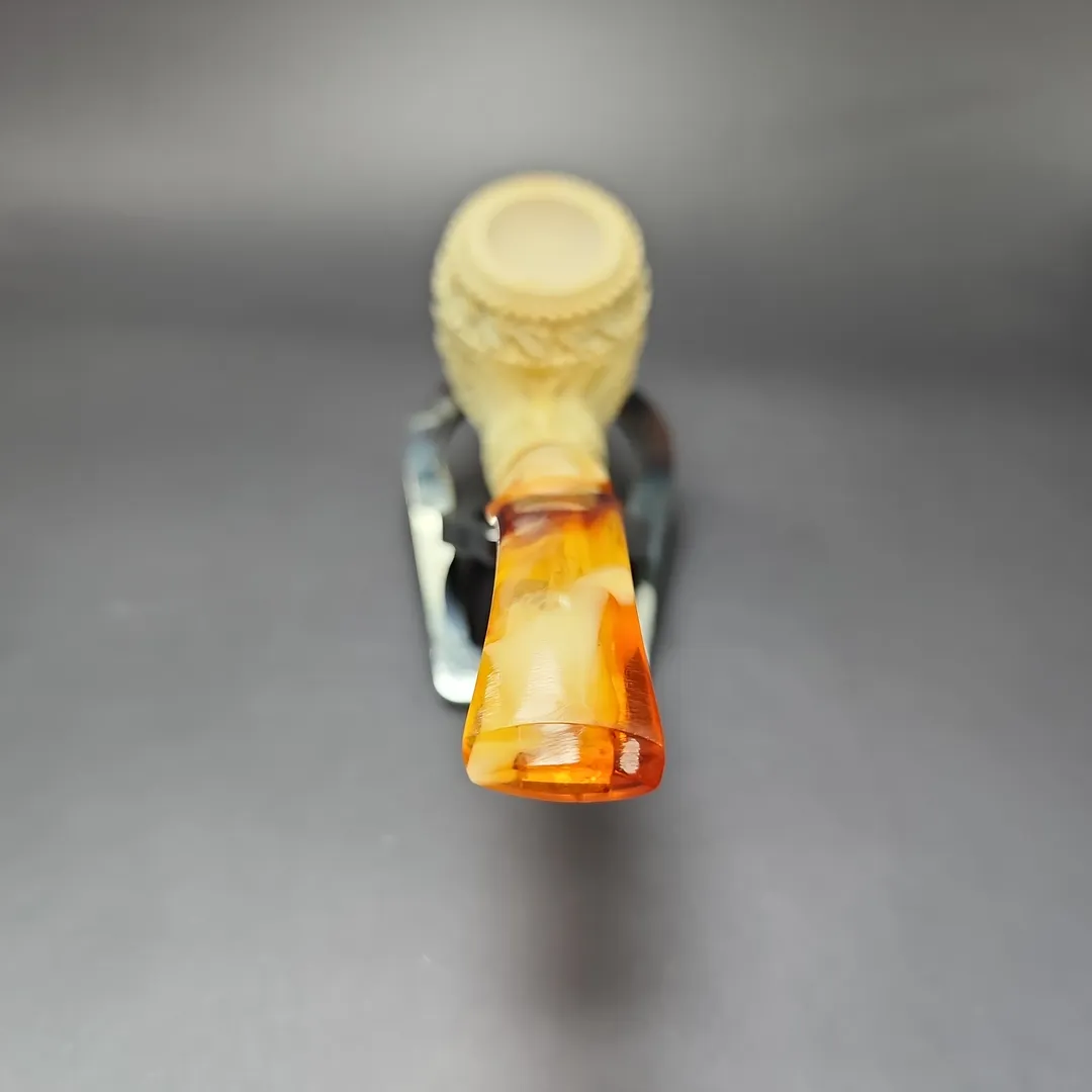 Salim Şener Dragon Carved Apple Estate Block Meerschaum Pipe, Unsmoke - Image 4