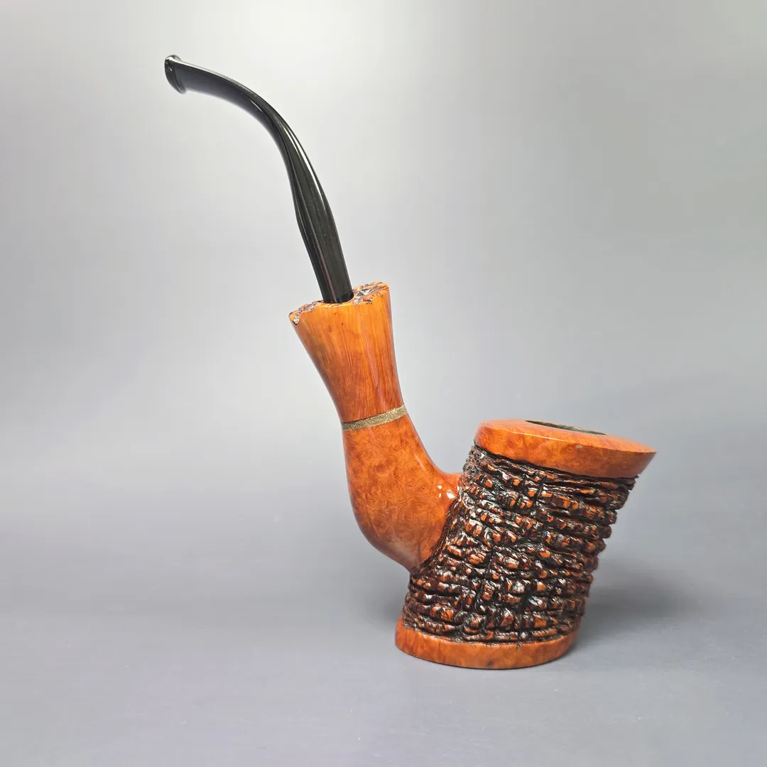 Mario Grandi XL Partially Rusticated Cherrywood Estate Briar Pipe, Italian Estates - Image 4