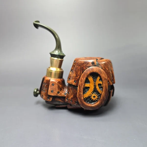 Moonlight Pipes "Steampunk" Oom Paul Handmade Briar Pipe, New - Image 4