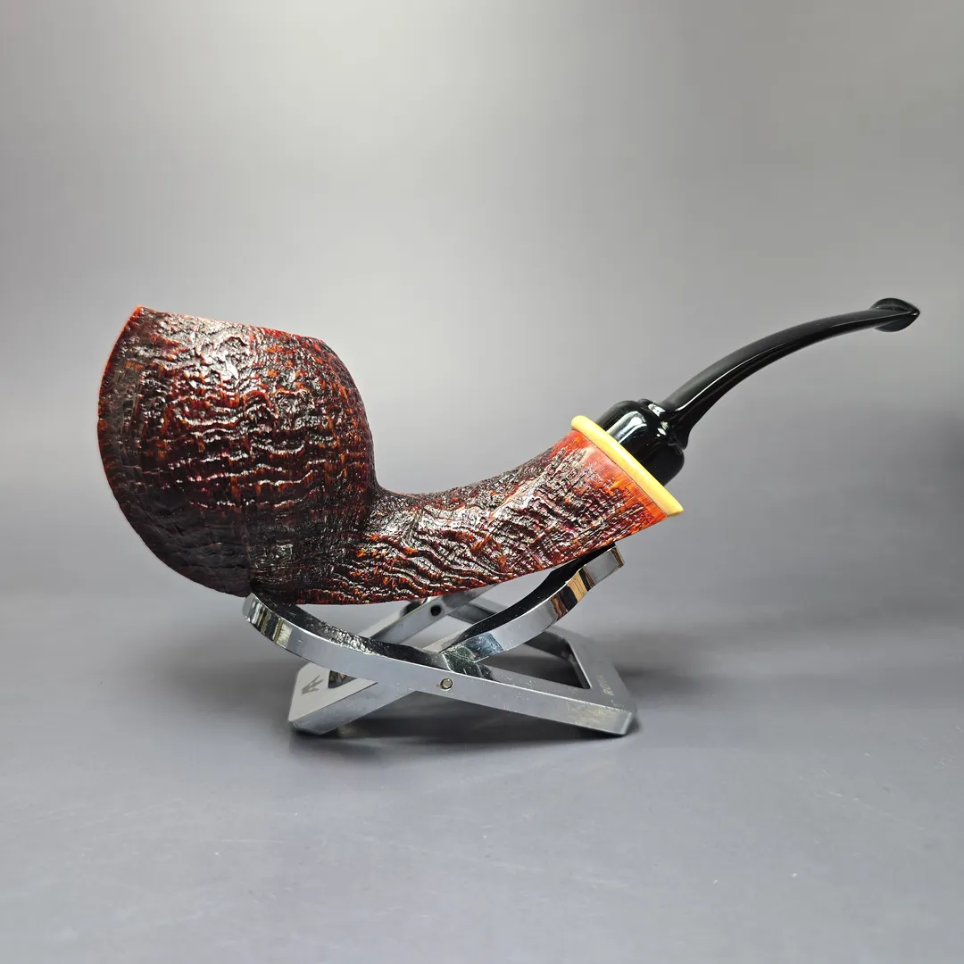 MBSD Briars Modern Masters 2 Sandblasted Blowfish w/ Boxwood Briar Pipe, New - Image 4
