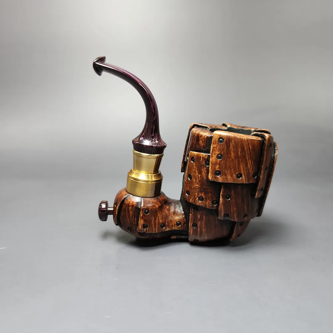 Moonlight Pipes “Steampunk” Oom Paul Handmade Briar Pipe, New - Image 4