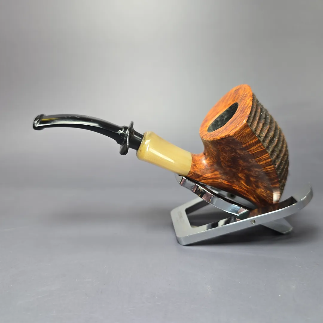 Md. Angga Partially Partially Rusticated Shield Briar Pipe, New - Image 4