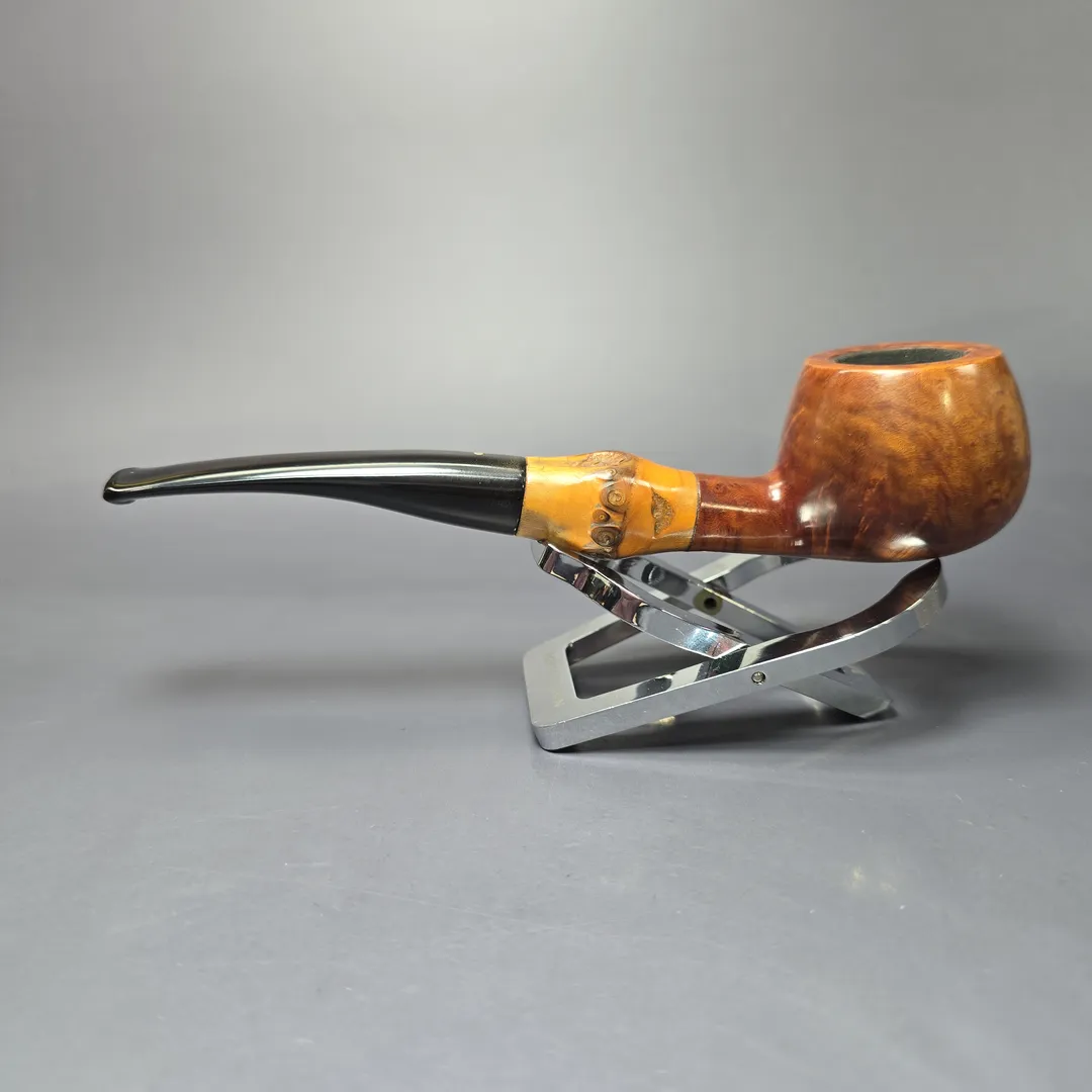 Savinelli Punto Oro 313 Smooth Prince w/ Bamboo Estate Briar Pipe, Italian Estates - Image 4