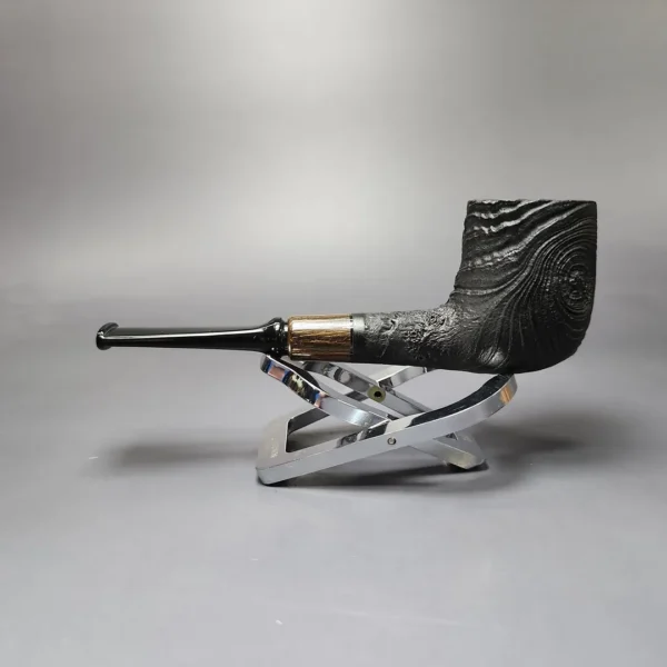 MBSD Briars by Piero Vitale Vintage Sandblasted Billiard w/Zebrawood Briar Pipe, New - Image 4