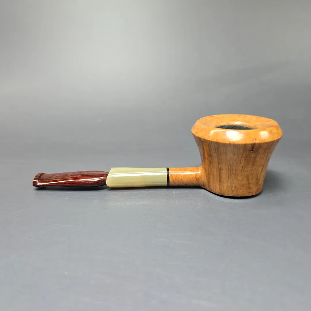 Mina Pipes Smooth Pot w/ Horn Estate Briar Pipe, Unsmoked - Image 4