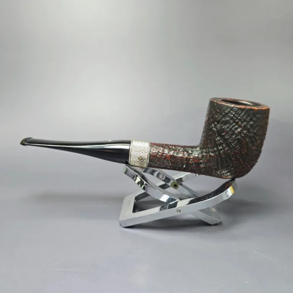 Dunhill 1999 Shell Briar 4103 Sandblasted Billiard w/ Silver Estate Briar Pipe, English Estates - Image 4