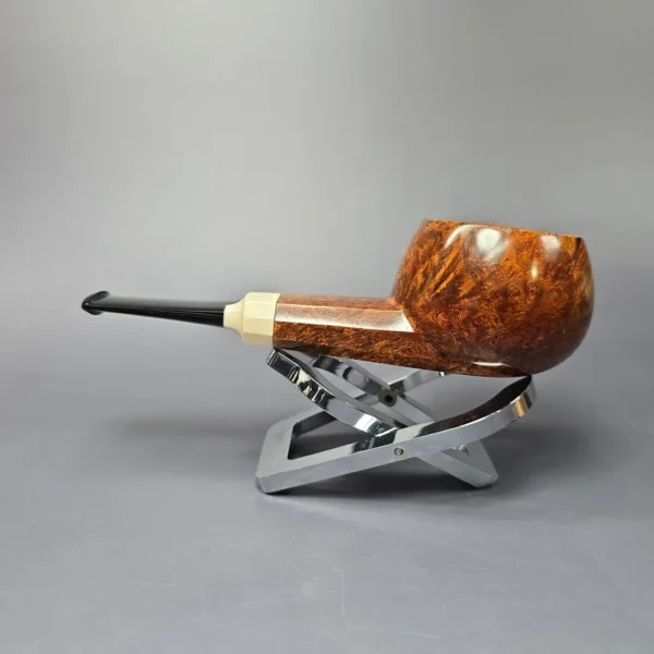 Wandi Riyadi Smooth Facet Shank Tomato w/ Ivorite Handmade Briar Pipe, New - Image 4