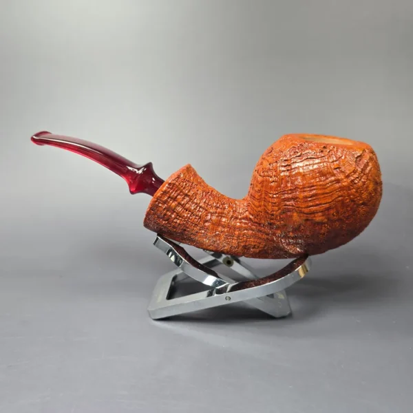 Buckeye Pipes Signature Grade Tan Sandblasted Blowfish Briar Pipe, New - Image 4