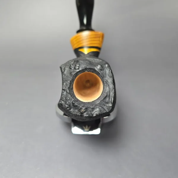 Peter Toth Sandblasted Freehand w/ Ebony & Osage Handmade Briar Pipe, New - Image 5