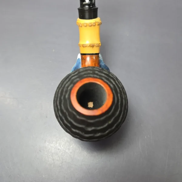 Md. Angga Rusticated Squat Brandy/ w Bamboo Handmade Briar Pipe, New - Image 5