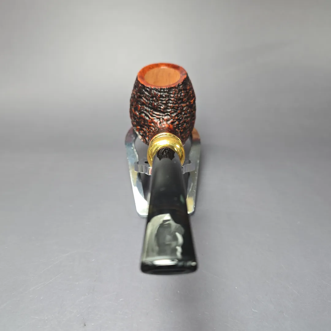Rattray's Majesty 04 Sandblasted Bent Apple w/ Brass Estate Briar Pipe, Unsmoked, 9mm - Image 5