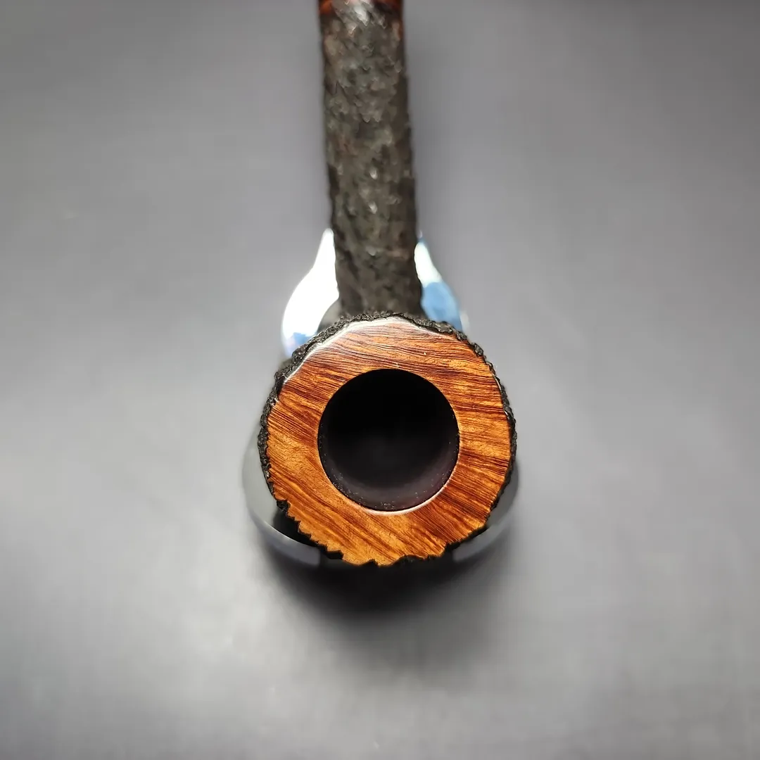 James Upshall Bark Group 6 Partially Rusticated Canadian Estate Briar Pipe, Unsmoked - Image 5