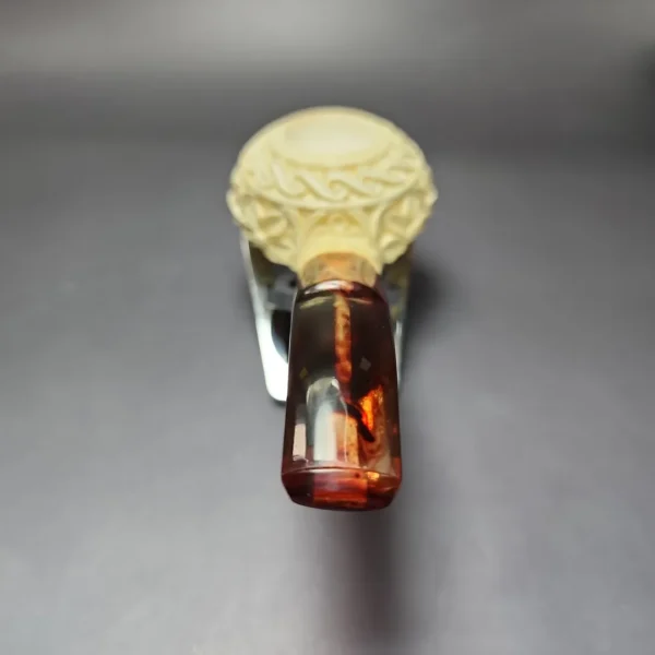 Floral Carved Diplomat Estate Block Meerschaum Pipe, Unsmoked - Image 5