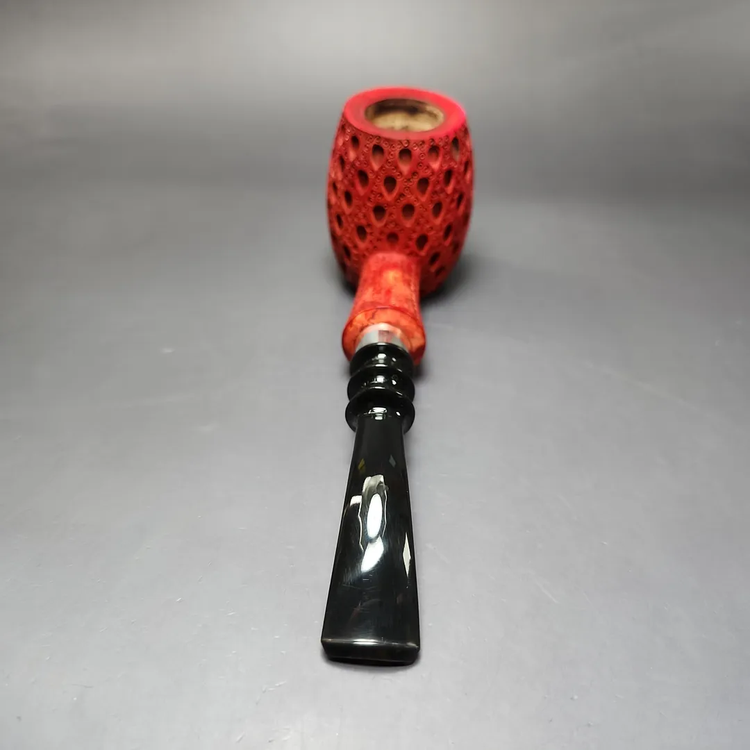 Lattice Carved XL Poker w/ Silver Estate Block Meerschaum Pipe, Turkish Estates - Image 5