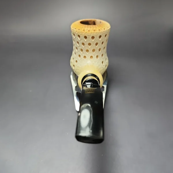XL Lattice Carved Dublin Estate Block Meerschaum Pipe, Turkish Estates - Image 5