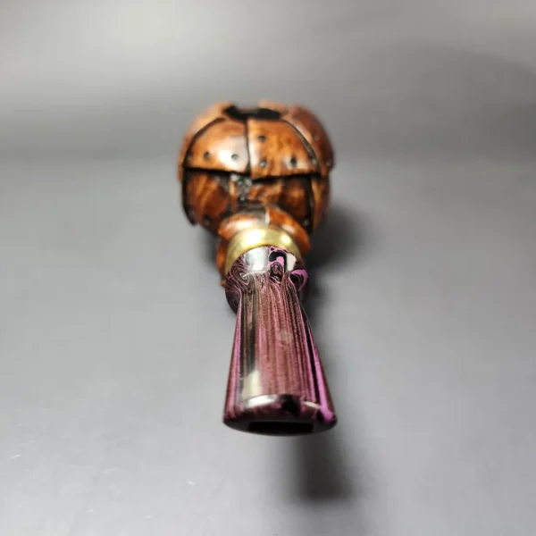 Moonlight Pipes "Steampunk" Tomato w/ Brass Handmade Briar Pipe, New - Image 5