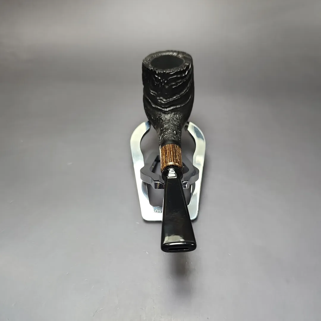 MBSD Briars by Piero Vitale Vintage Sandblasted Billiard w/Zebrawood Briar Pipe, New - Image 5