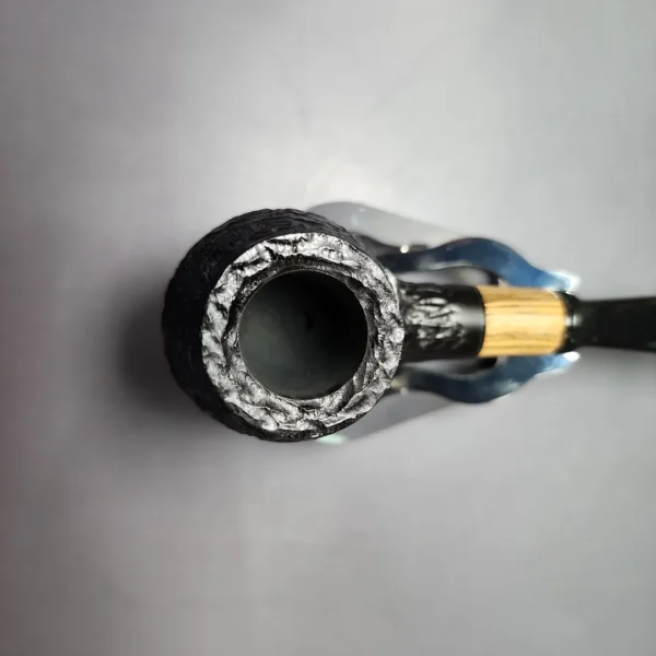 MBSD Briars by Piero Vitale Black Rusticated Author w/ Olivewood Briar Pipe, New - Image 5
