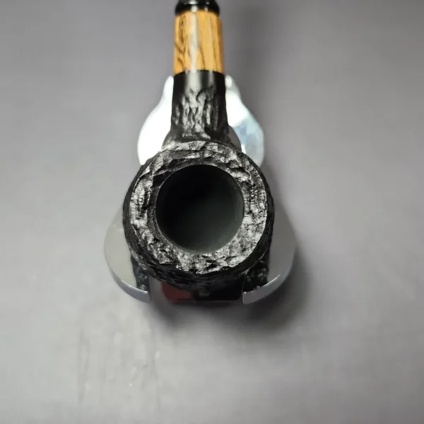 MBSD Briars by Piero Vitale Black Rusticated Author w/ Olivewood Briar Pipe, New - Image 5