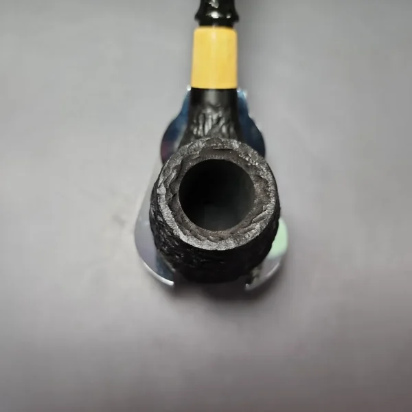 MBSD Briars by Piero Vitale Black Rusticated Brandy w/ Boxwood Briar Pipe, New - Image 5