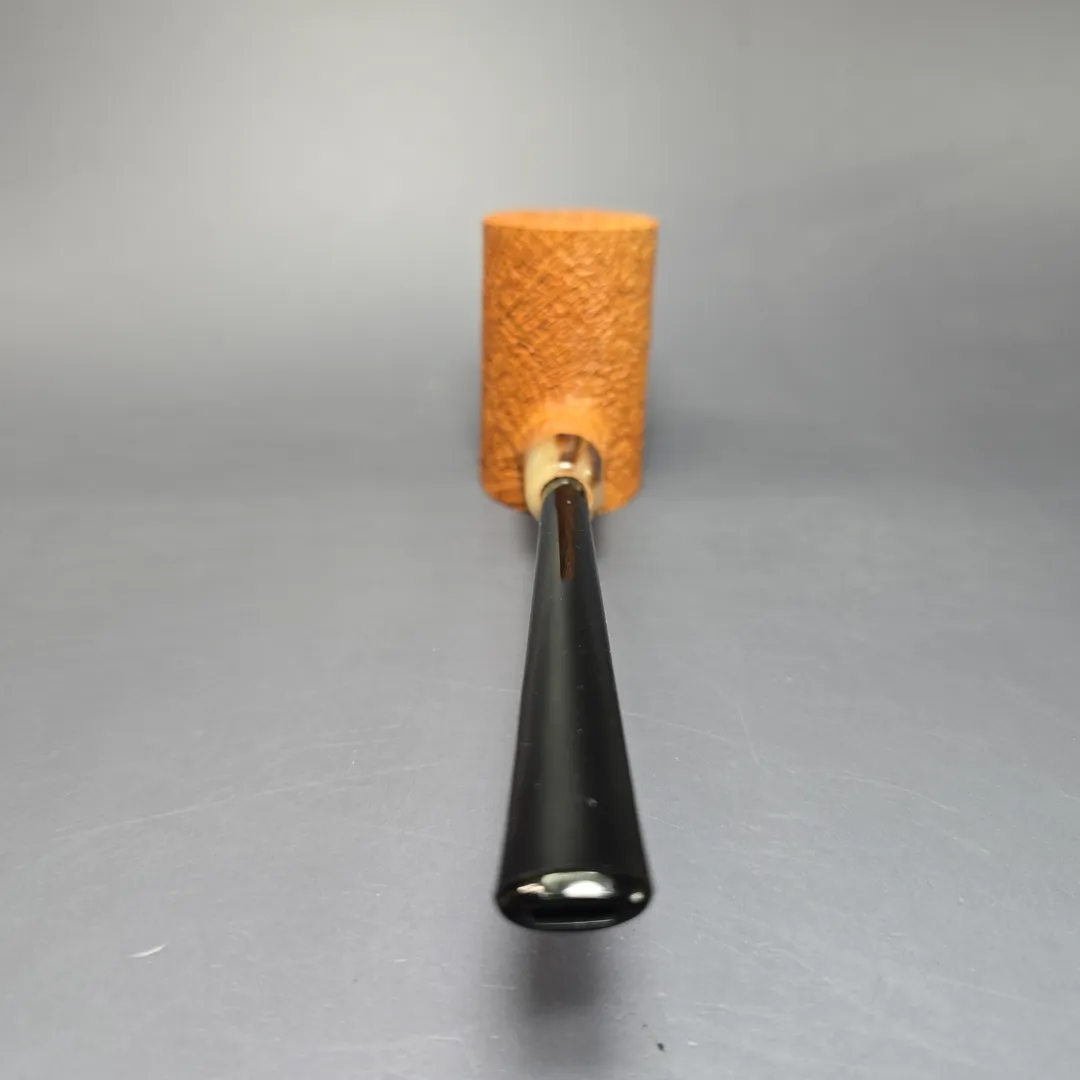 C-Pipe Tan Sandblasted Poker w/ Horn Handmade Briar Pipe, New - Image 5