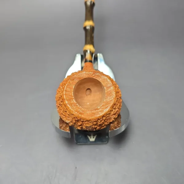 C-Pipe Partially Rusticated Prince w/ Bamboo Handmade Briar Pipe, New - Image 5