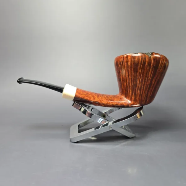 Wandi Riyadi Smooth Wide Shank Dublin w/ Ivorite Handmade Briar Pipe, New - Image 5