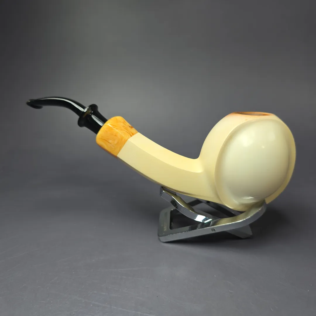 Fikri Baki XL Smooth Asymmetric Blowfish Estate Block Meerschaum Pipe Turkish Estates - Image 6