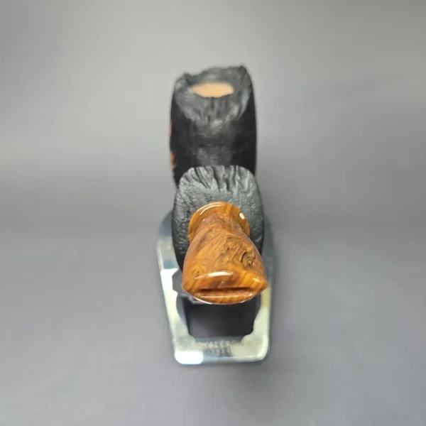 Peter Toth Leaf Carved Sandblasted Blowfish Handmade Briar Pipe, New - Image 5