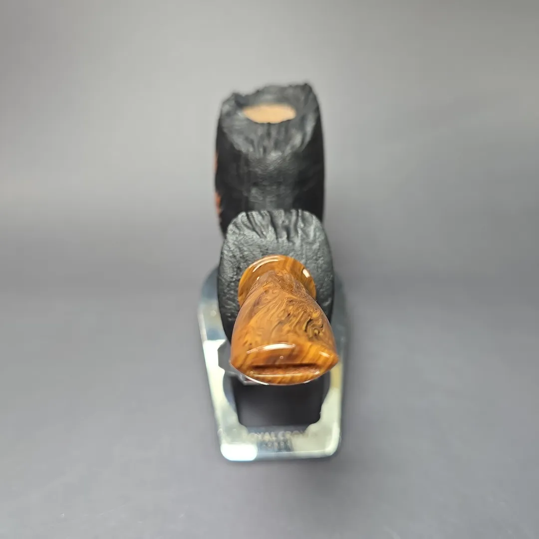 Peter Toth Leaf Carved Sandblasted Blowfish Handmade Briar Pipe, New - Image 5