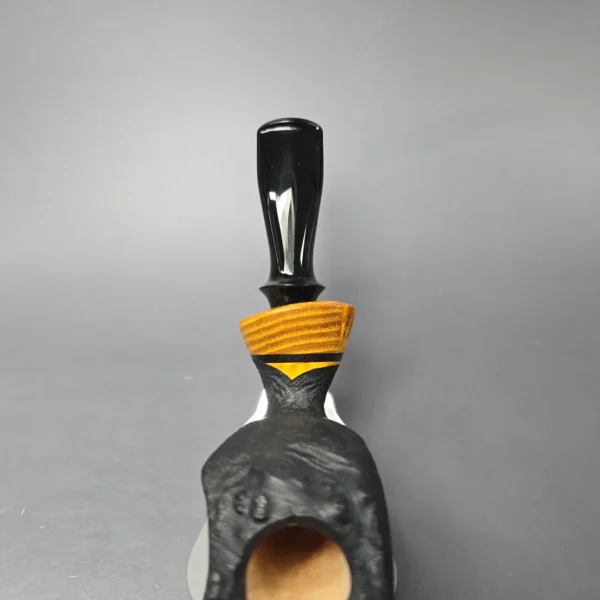 Peter Toth Sandblasted Freehand w/ Ebony & Osage Handmade Briar Pipe, New - Image 6