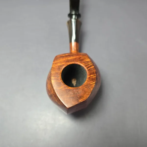 Md. Angga Smooth Asymmetric Blowfish w/ Horn Handmade Briar Pipe, New - Image 6