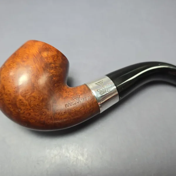WDC Sterling Hand Made Smooth Bent Billiard Estate Briar Pipe, American Estates - Image 6