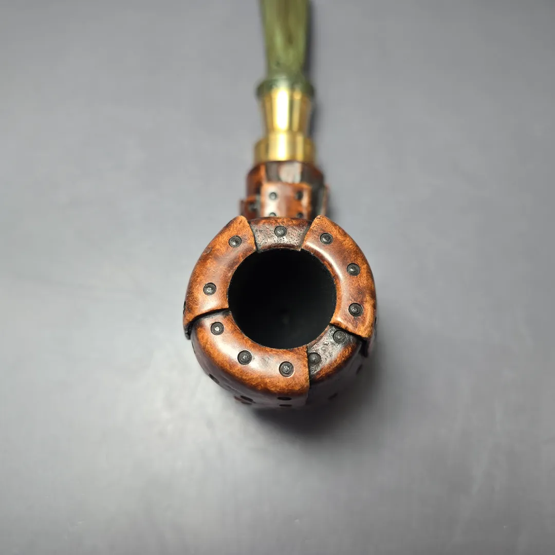 Moonlight Pipes "Steampunk" Cutty w/ Brass Handmade Briar Pipe, New - Image 6