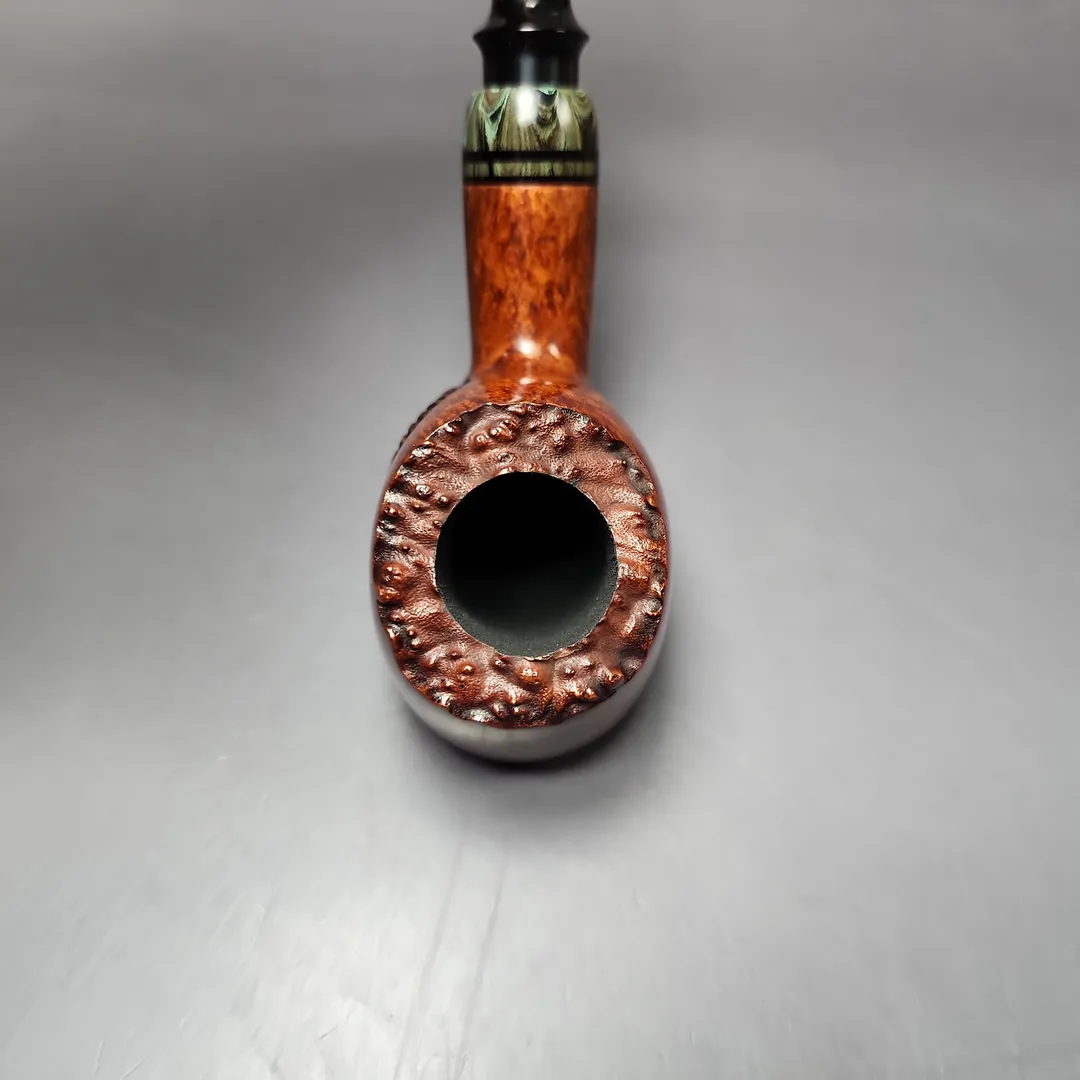 Moonlight Pipes "Fossil" Smooth Volcano w/ Ebonite Handmade Briar Pipe, New - Image 6