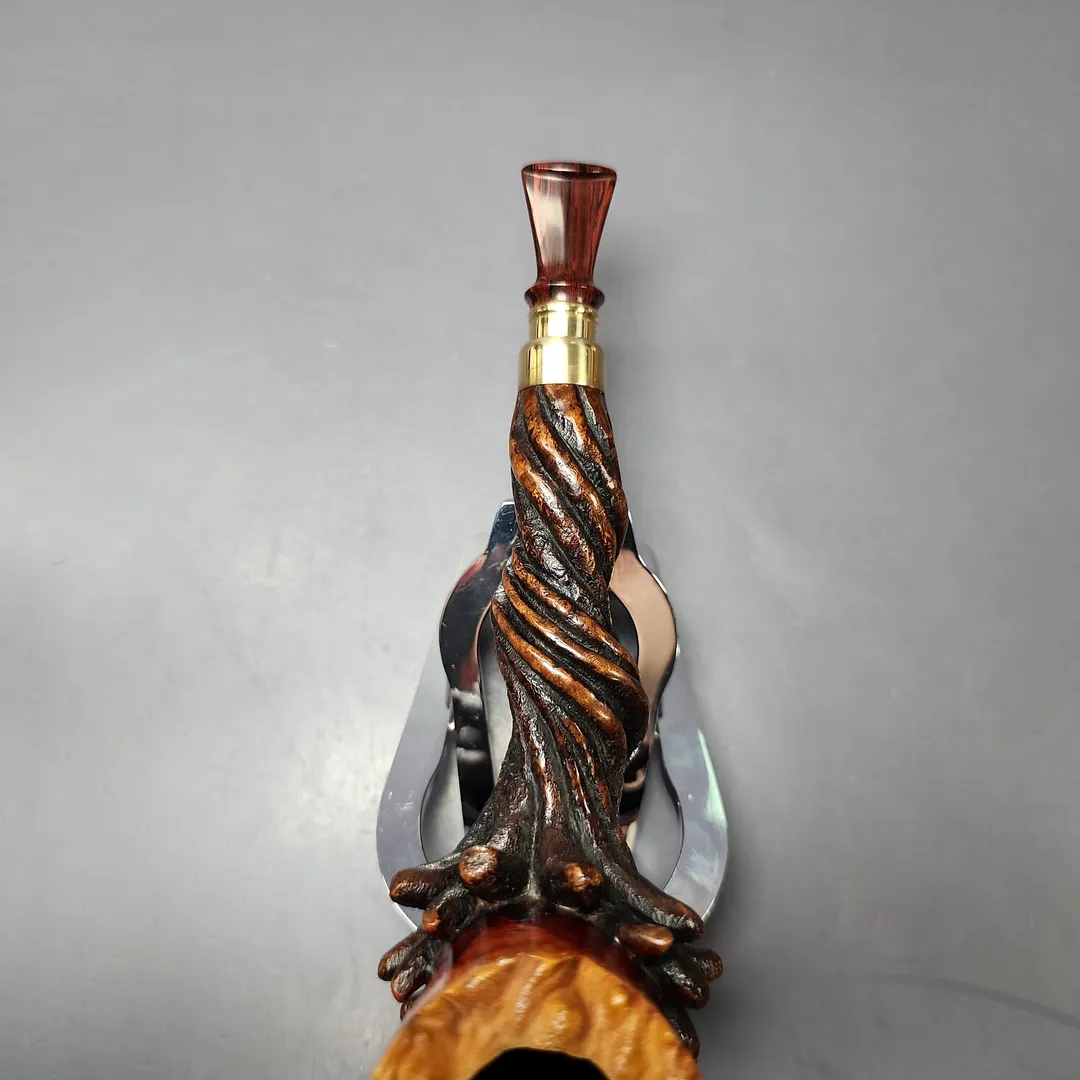 Moonlight Pipes "Outgrowth" Lovat w/ Brass Handmade Briar Pipe, New - Image 6