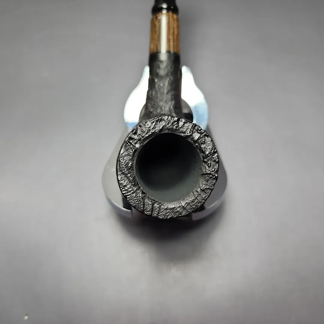 MBSD Briars by Piero Vitale Vintage Sandblasted Billiard w/Zebrawood Briar Pipe, New - Image 6