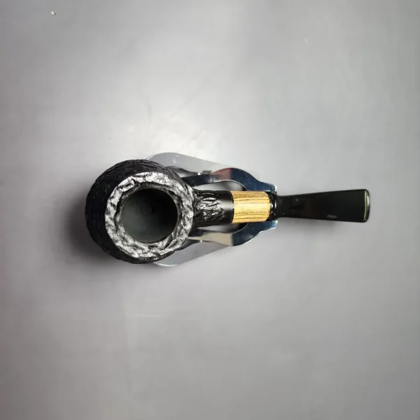 MBSD Briars by Piero Vitale Black Rusticated Author w/ Olivewood Briar Pipe, New - Image 6