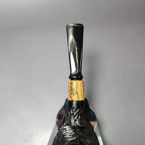 MBSD Briars by Piero Vitale Black Rusticated Author w/ Olivewood Briar Pipe, New - Image 6