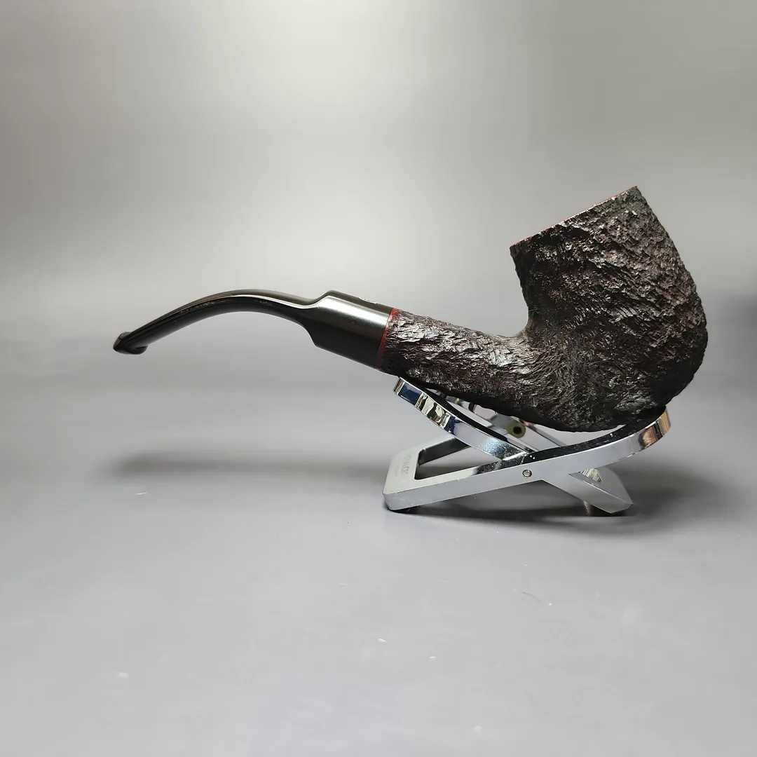 James Upshall Bark EXL Partially Rusticated Bent Billiard Estate Briar Pipe, Unsmoked - Image 7