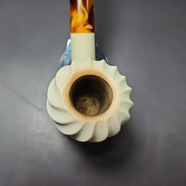 Spiral Carved Rhodesian Estate Block Meerschaum Pipe, Turkish Estates - Image 7