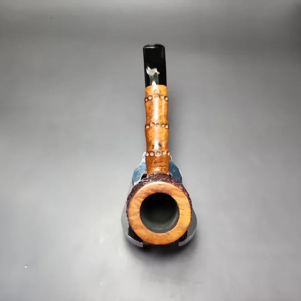 Radice Rind O T/B Twin Bore Rusticated Canadian w/ Faux Bamboo Estate Briar Pipe, Italian Estates - Image 7