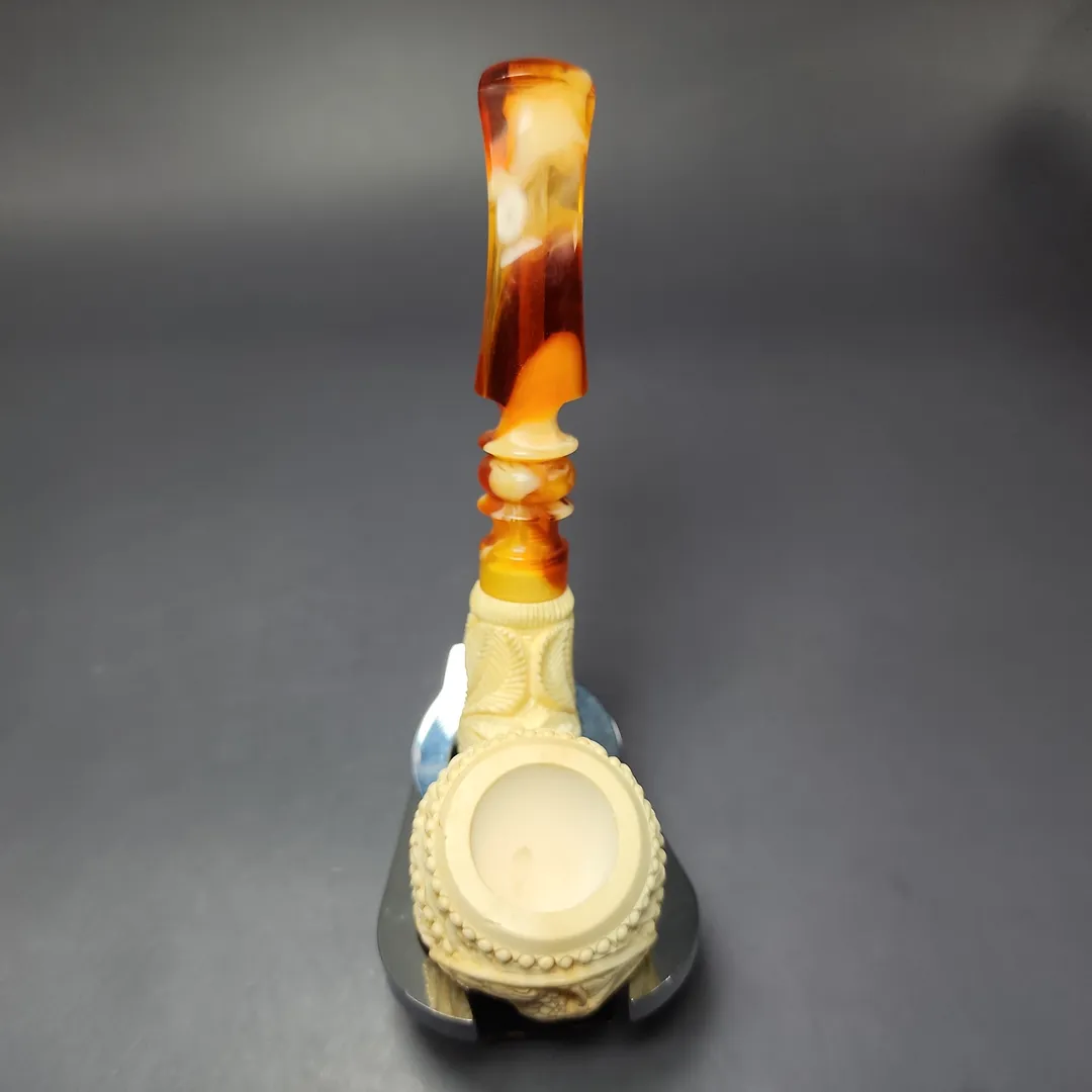 Salim Şener Dragon Carved Apple Estate Block Meerschaum Pipe, Unsmoke - Image 7