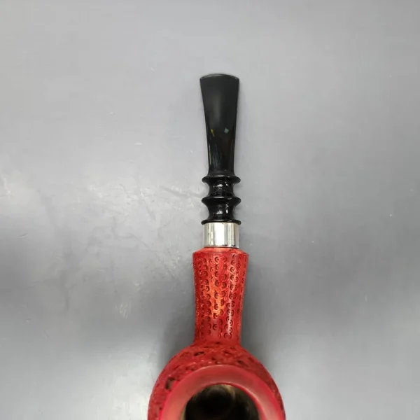 Lattice Carved XL Poker w/ Silver Estate Block Meerschaum Pipe, Turkish Estates - Image 7