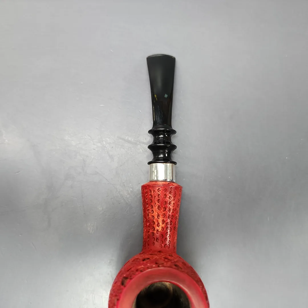 Lattice Carved XL Poker w/ Silver Estate Block Meerschaum Pipe, Turkish Estates - Image 7