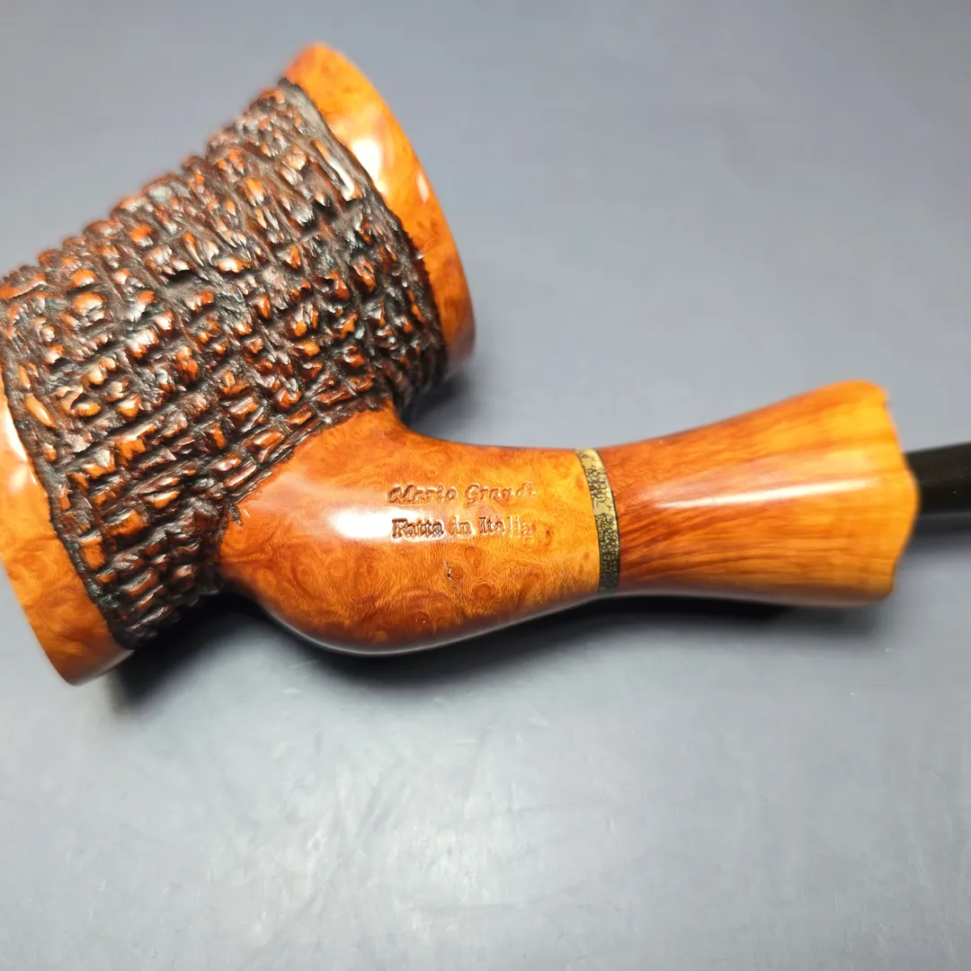 Mario Grandi XL Partially Rusticated Cherrywood Estate Briar Pipe, Italian Estates - Image 7