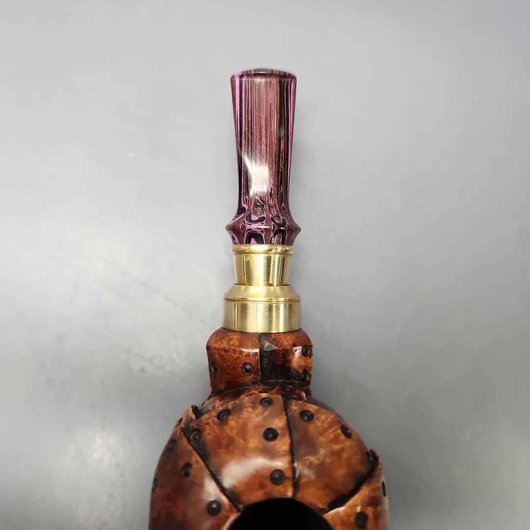 Moonlight Pipes "Steampunk" Tomato w/ Brass Handmade Briar Pipe, New - Image 7