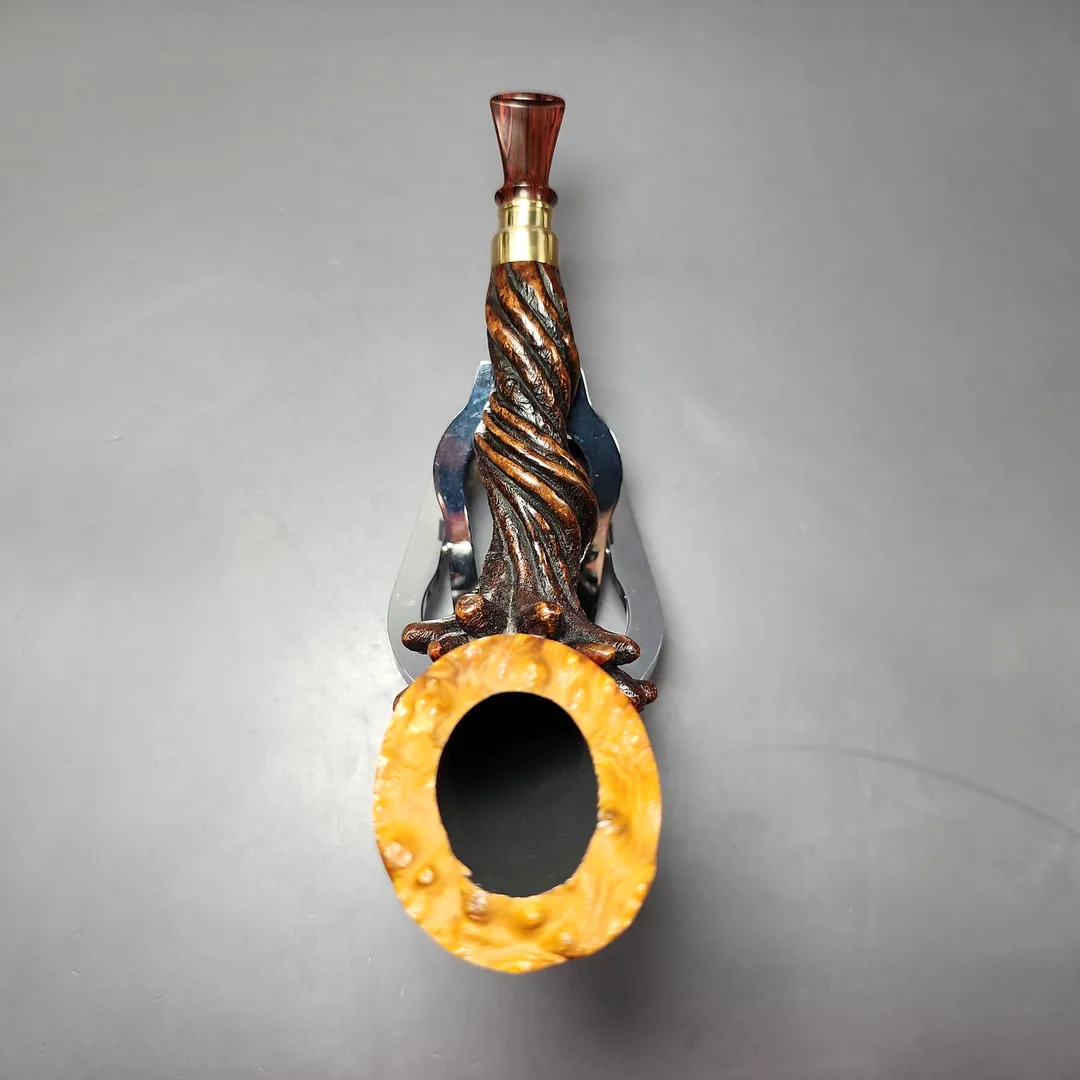 Moonlight Pipes "Outgrowth" Lovat w/ Brass Handmade Briar Pipe, New - Image 7