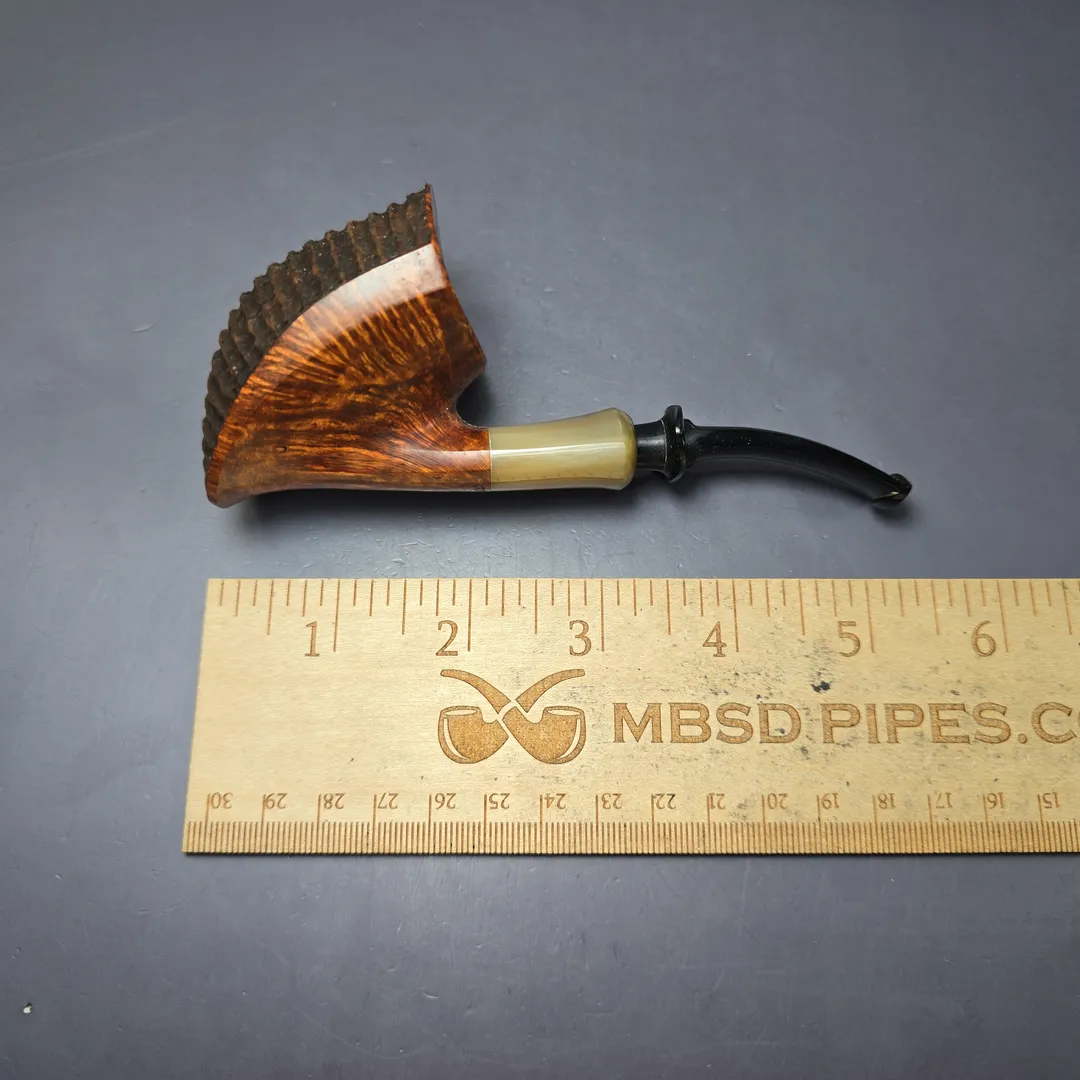 Md. Angga Partially Partially Rusticated Shield Briar Pipe, New - Image 7