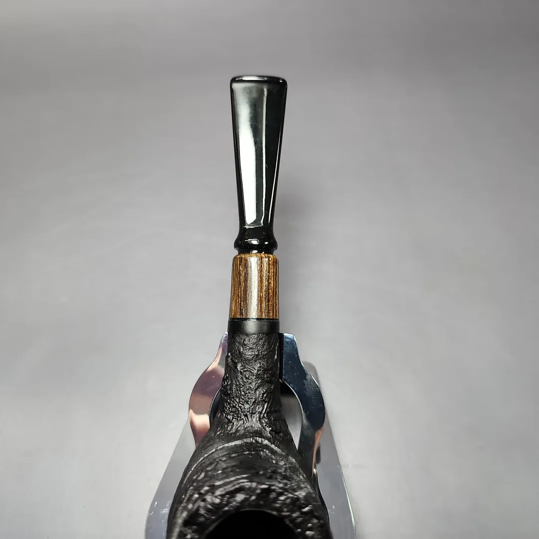 MBSD Briars by Piero Vitale Vintage Sandblasted Billiard w/Zebrawood Briar Pipe, New - Image 7